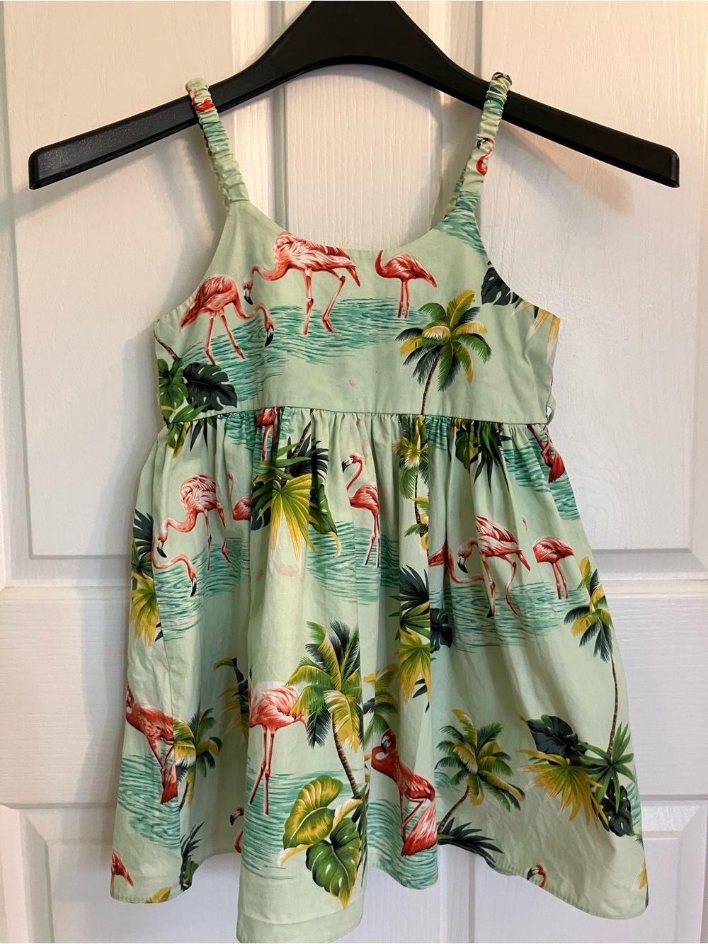 Tropical Flamingo Print Girl’s Sundress - Mint & Coral